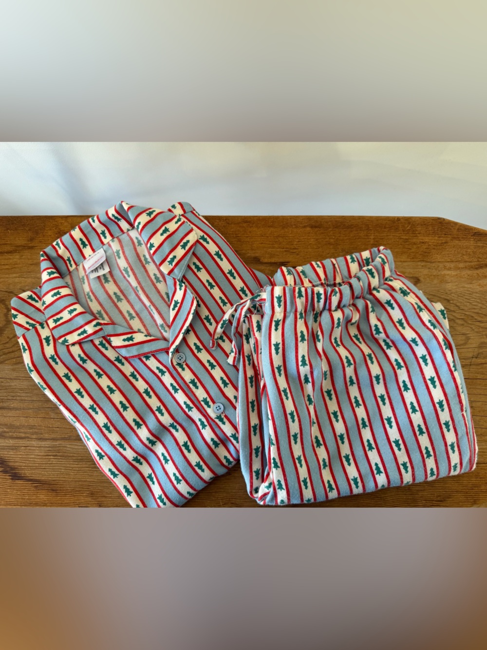 Hanna Andersson Holiday Flannel Pajama Set Christmas Tree Blue Pjs Kids 12 150cm